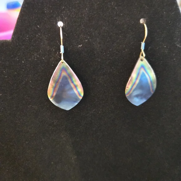 Holly Yashi Signed Iridescent Teardrop Earrings - Picture 1 of 4